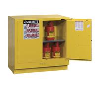 Armario de seguridad FM pequeño Justrite, armario para debajo de la mesa, de dos puertas, cierre automático