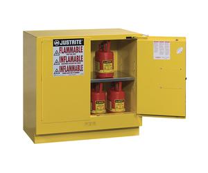 Armario de seguridad FM pequeño Justrite, armario para debajo de la mesa, de dos puertas, cierre automático