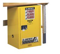 Armario de seguridad FM pequeño Justrite, armario para debajo de la mesa, de una puerta, cierre automático