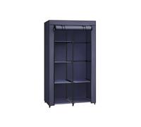SONGMICS Armario de Tela, Armario de Ropa, con 1 Barra Colgante, 6 Estantes, Tela no Tejida, Marco de Metal, 45 x 88 x 168 cm, para Dormitorio, Pasillo, Azul Oscuro RYG084I02