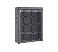 SONGMICS Armario, 4 Barras de Ropa, Estantes, 4 Bolsillos Laterales, Almacenamiento, de Tela, Perchero, Plegable, 45 x 170 x 167 cm, Gris RYG094G02