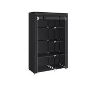 SONGMICS Armario de Tela, Armario de Ropa, con 1 Barra Colgante, 6 Estantes, Tela no Tejida, Marco de Metal, 45 x 105 x 168 cm, para Dormitorio, Pasillo, Negro RYG085B02