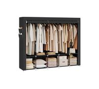 Armario de tela plegable con barras estantes y bolsillos laterales