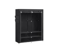 SONGMICS Armario de Tela 45 x 127 x 176 cm, 2 Compartimentos Colgantes con estantes, 4 Bolsillos Laterales, Mucho Espacio para Dormitorio, salón, Negro RYG008B02