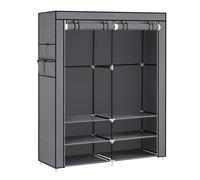 SONGMICS Armario de Ropa, 127 x 45 x 176 cm, 2 Barras de Colgar | Armario de Tela Portátil, Estantes y 4 Bolsillos Laterales, Gris Paloma, Colección RYLAN RYG008G02