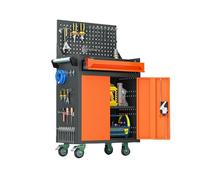 Armario de Trabajo con Ruedas con cajón y Tablero Perforado, Organizador Almacenamiento, Carrito Herramientas Garaje con asa, for Taller reparación Garaje.(Orange,Style 1)