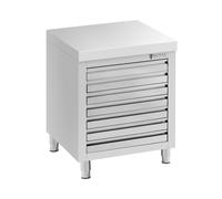 Armario de trabajo de acero inoxidable - 70 x 50 cm - 185 kg - 7 cajones para bolas de pizza - Royal Catering