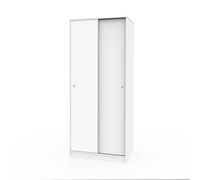 Armario Dormitorio Ropero 2 Puertas Correderas, 1 Barra y 1 Estante Tipo altillo, Blanco, 180x74x50cm (Alto x Ancho x Fondo), Mueble Moderno, Modelo Bianca