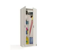 LOUNGITUDE Armario multiusos Escobero 2 puertas 3 estantes 180x73x37 cm Blanco mate