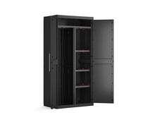 Armario escobero de polipropileno con 2 puertas y 4 baldas en negro 182x89x54cm