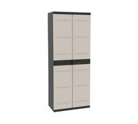 Armario Escobero De Resina - Diseño Moderno En Beige Y Negro | Para Hogar, Jardín Y Garaje
