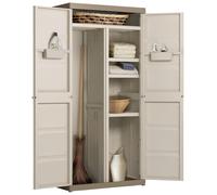 Armario escobero de resina excellence 89x182x54 cm color beige 2 puertas