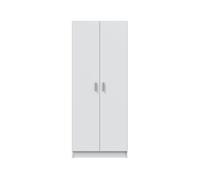 LOUNGITUDE Armario multiusos Escobero 2 puertas 3 estantes 180x73x37 cm Blanco mate