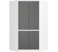 Armario esquinero AKORD S100 Blanco 100 cm con 4 puertas y 6 estantes acabado en Gris Grafito 100x50x180 cm