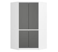 Armario esquinero AKORD S100 Blanco 100 cm con 4 puertas y 6 estantes acabado en Gris Grafito 100x50x180 cm