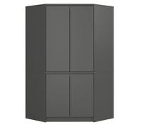 Armario esquinero akord s100 gris grafito 100 cm con 4 puertas y 6 estantes acabado en gris grafito 100x50x180 cm