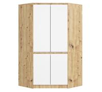 Armario esquinero AKORD S100 Roble Artisan 100 cm con 4 puertas y 6 estantes acabado en Blanco 100x50x180 cm