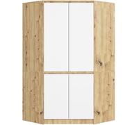 Armario esquinero AKORD S100 Roble Artisan 100 cm con 4 puertas y 6 estantes acabado en Blanco 100x50x180 cm