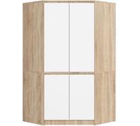 Armario esquinero AKORD S100 Roble Sonoma 100 cm con 4 puertas y 6 estantes acabado en Blanco 100x50x180 cm