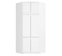 Armario esquinero con altillo AKORD S100 Blanco 100 cm con 6 puertas y 9 estantes acabado en Blanco 100x50x234 cm