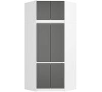 Armario esquinero con altillo AKORD S100 Blanco 100 cm con 6 puertas y 9 estantes acabado en Gris Grafito 100x50x234 cm