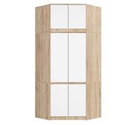 Armario esquinero con altillo akord s100 roble sonoma 100 cm con 6 puertas y 9 estantes acabado en blanco 100x50x234 cm