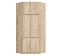 Armario esquinero con altillo akord s100 roble sonoma 100 cm con 6 puertas y 9 estantes acabado en roble sonoma 100x50x234 cm