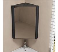 Armario esquinero con espejo de baño, almacenamiento colgante de doble capa para espacios pequeños, botiquín con espejo, tocador elegante para baños, diseño de esquina que ahorra espacio