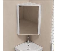 Armario esquinero con espejo de baño, almacenamiento de doble capa, armario de medicina esquinero con espejo, ideal para baños pequeños y tocadores