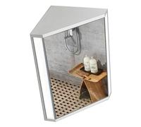 Armario Esquinero de Baño Blanco con Espejo e Iluminación LED Gabinete Triangular Montado en la Pared Almacenamiento Ahorra-Espacio con Estantes