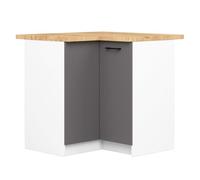 Armario esquinero de cocina akord s90 con encimera oliwia blanco 90 cm 2 puertas frente en color gris grafito 90x46x85 cm
