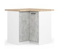 Armario esquinero de cocina akord s90 con encimera oliwia blanco 90 cm 2 puertas gris hormigón 2 estantes 90x46x85 cm
