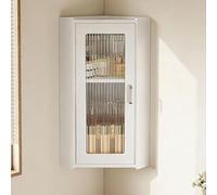 Armario esquinero triangular, armario magnético de pared que ahorra espacio, ideal para el baño y encima del inodoro. Maximiza el espacio de almacenamiento y organiza tu hogar. White-25x25x59cm