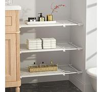 Armario extensible telescópico de almacenamiento, estante ajustable para dormitorio, baño, armario, zapatero, blanco, sin necesidad de taladrar, estante individual de 73 x 130 cm de largo x