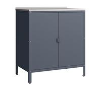 casa.pro Armario Exterior Bolognano con Patas Nivelables 1 Estante Interior para Terraza Jardín Uso Interior y Exterior Almacenaje en el Jardín 92 x 80 x 50 cm Acero - Gris Oscuro/Plateado