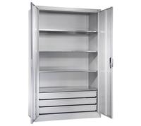 Armario de taller con puertas batientes y cajones C+P, A x P 1200 x 600 mm, 4 baldas