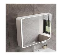 Armario grande con espejo de baño blanco con iluminación LED, diseño antivaho, controles táctiles inteligentes, alta capacidad de almacenamiento, versátil para múltiples escenarios (70 cm)