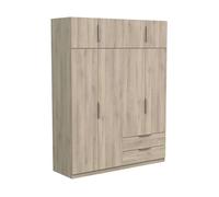Armario grande dormitorio ghost 8 puertas y 2 cajones blanco mate o roble kronberg o en blanco y roble 203x158x51 cm