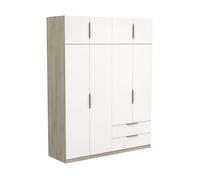 Armario grande dormitorio ghost 8 puertas y 2 cajones blanco mate o roble kronberg o en blanco y roble 203x158x51 cm 203 cm