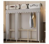 Armario grande portátil de tela con 5 compartimentos, moderno armario de metal para colgar ropa, amplia solución de almacenamiento para dormitorio (gris, 163 x 45 x 170 cm)