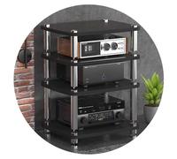 Armario HIFI de 4 niveles para tocadiscos y amplificador de potencia MDF o rack th ShockAng Feet negro, tamaño: 60 x 48 x 76 cm, perfecto para los amantes del cine en casa y la música