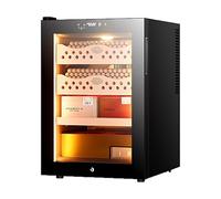 Armario Humidificador Eléctrico Inteligente Para 50 Litros Con Capacidad Para 300 Puros Estantes Cajón Madera Cedro Refrigeración 12-22 °C Con Control Digital Temperatura Humedad(Black-1)