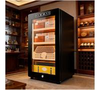Armario Humidificador Eléctrico Para Puros 45 Litros Con Capacidad Para 250 Puros Estantes Cajón De Madera Cedro Control Inteligente Temperatura Humedad Nevera Para Puros Para Hogar(Black-1)