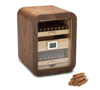 Armario humidor para cigarros aprox 110 cigarros,madera de cedro español sistema de conservación con higrómetro y humidificador,ventana de vidrio para colección y exposición(Brown,Solid Top)