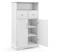 Armario independiente, almacenamiento con 60 x 30 x 108 cm, muchos espacios de almacenamiento, diseño elegante en MDF blanco, 20_0010200