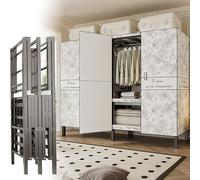 Armario independiente con puerta magnética y cubierta, perchero grande para colgar ropa, solución de armario portátil para el hogar u oficina