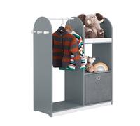 Armario infantil con 3 ganchos, 1 cesta y 1 percha mueble organizador juguetes y ropa 97 x 35 x 108 cm gris kmb40-hg sobuy es 34.5 cm