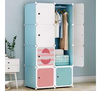 Armario infantil modular de 8 cubos con puertas, armario infantil con barra para colgar, organizador de almacenamiento para habitación de niños, dormitorio, sala de estar