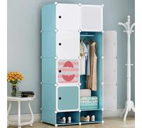 Armario infantil modular de 8 cubos con puertas, armario infantil con barra para colgar, organizador de almacenamiento para habitación de niños, dormitorio, sala de estar