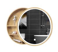 Armario inteligente de espejo redondo con almacenamiento de farmacia push-pull - Espejo versátil para baño, dormitorio y sala de estar para decoración elegante del hogar